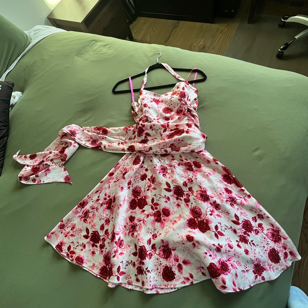 Betsey Johnson Red and Pink Silk Dress